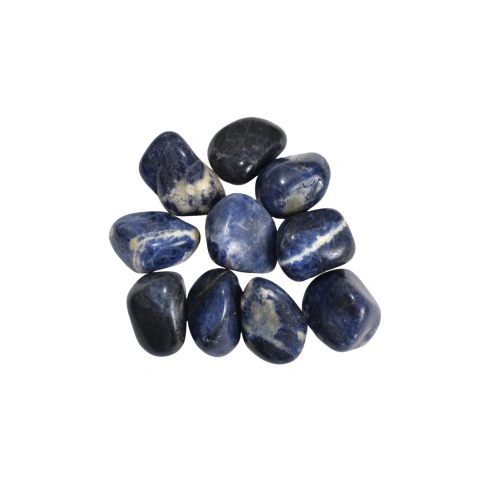 Sodalita rolada 3 a 4cm furada - Pct 1Kg