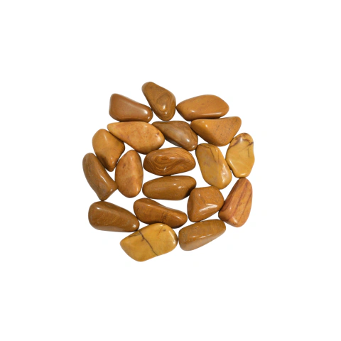 Jaspe Amarelo rolado 4 a 6cm furada - Pct 1Kg