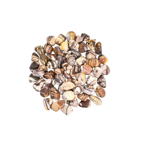 Jaspe Zebra rolada 4 a 6cm furada - Pct 1Kg