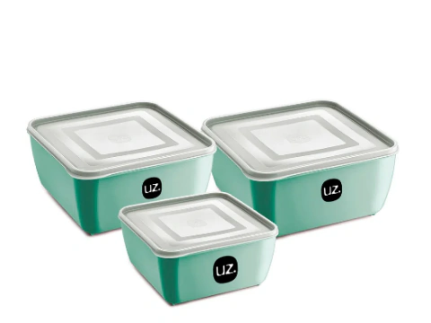 KIT 3 MULTIUSO QUADRADO VERDE MENTA SÓLIDO DE PLÁSTICO UZ
