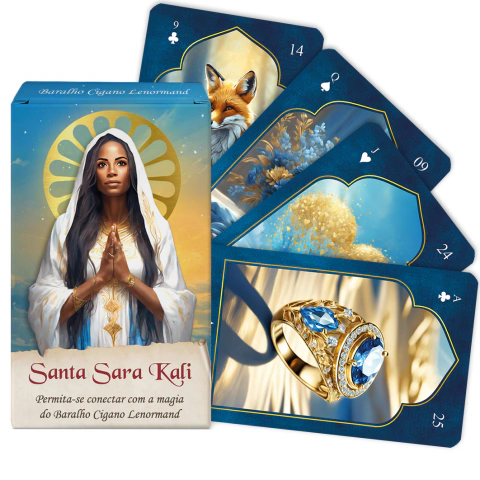 Baralho Cigano Tarot Lenormand Ed. Santa Sara Kali Português, 42 cartas + livreto + caixa
