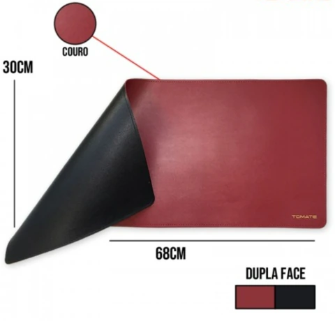 Mouse pad Profissional Couro PU 60x30cm MTC-7030 Tomate · Preto/vermelho