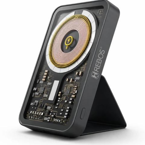Carregador Portátil INDUÇÃO 5000mAh 20W HREBOS HS-940 · Cinza escuro