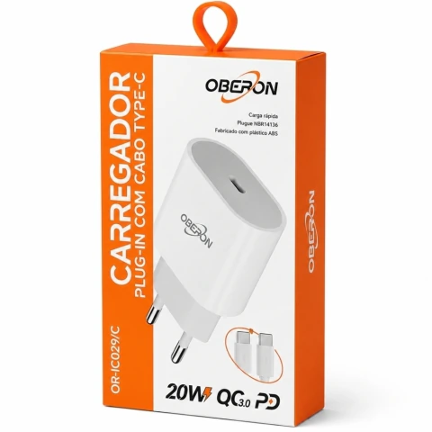 Carregador turbo USB C 20W OBERON · Tipo C IC029/030C