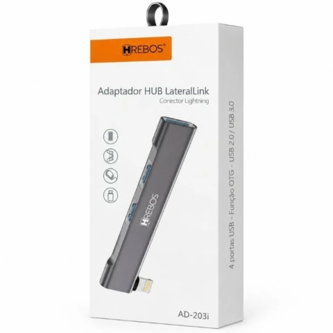 Adaptador HUB Premium HREBOS · Lightning + 3x USB AD-203i