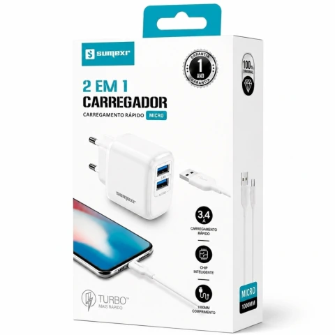 Carregador 3.4A 2x USB Sumexr · MICRO SX-FC59-V8