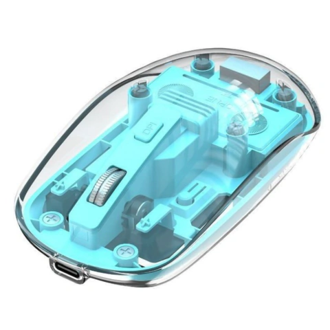 Mouse Wireless Minimalista Transparente XO M12 · Azul piscina