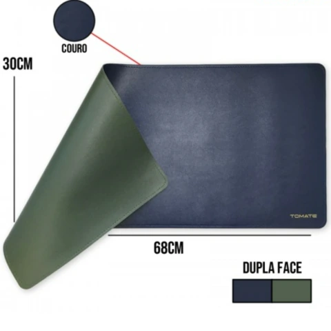 Mouse pad Profissional Couro PU 60x30cm MTC-7030 Tomate · Azul/Verde