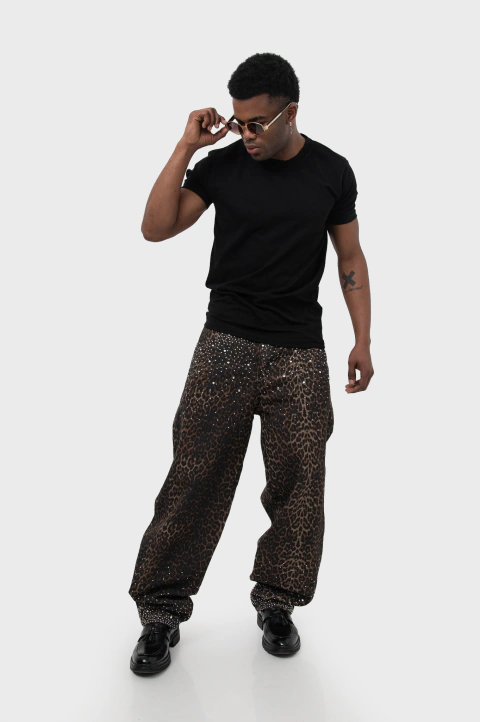 Pantalón Baggy Animal Strass