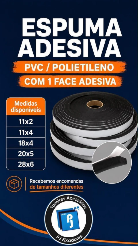 Fita de Espuma Adesiva PVC / Polietileno (1 Face Adesiva)