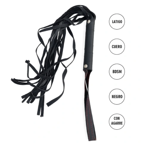 Latigo ancho 45cm con tachas Negro BDSM