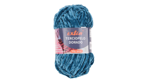 Lana Terciopelo Dorado Azul Petróleo