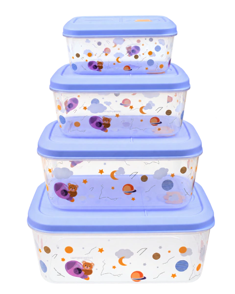 Set de Recipientes Rectangulares Decorados x4 - 24,5 × 17 × 10 cm