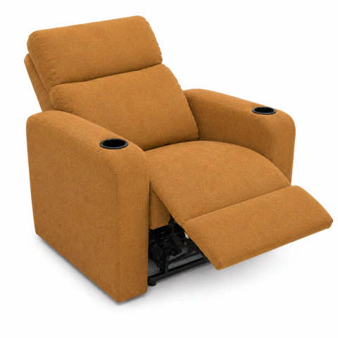 Poltrona Reclinável Manual Leblon com Porta Copos - Ultra Suede impermeável resistente a PET cor Ocre