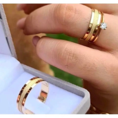 Alianças Juazeiro + Anel solitário Pará Casamento e Noivado em Ouro 10K