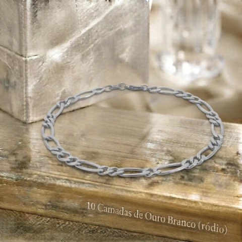 Pulseira Prateada Masculina Elo 3 por 1 - 5mm