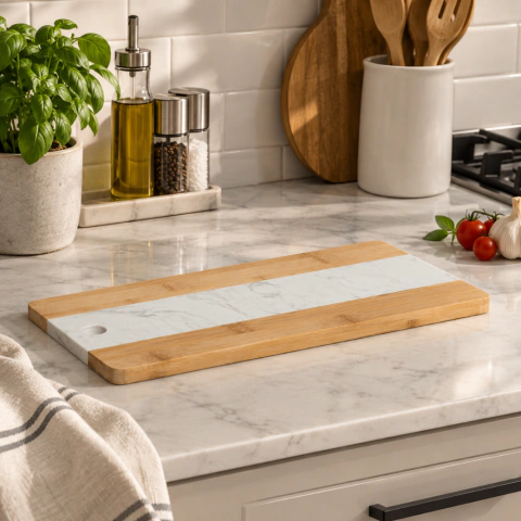 BANDEJA RECT MARMOL AESTY BLANCA 35X16