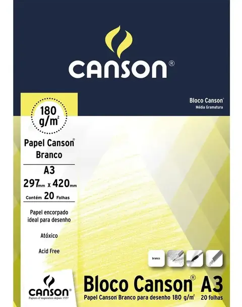 Bloco Desenho Canson 180g A3 20 Folhas