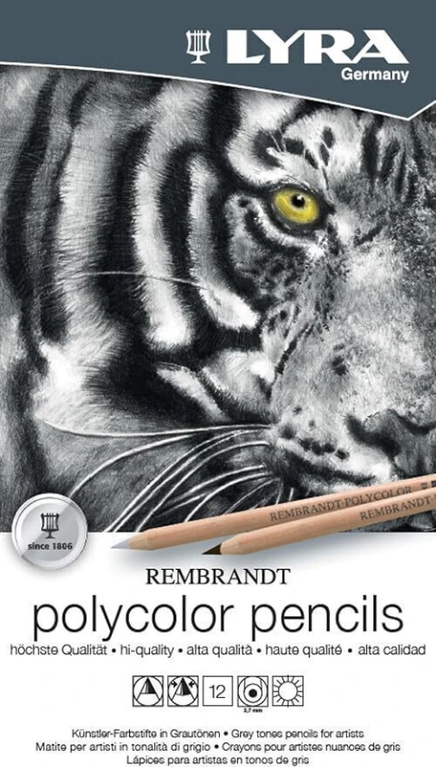 LYRA Rembrandt Polycolor – Lápis de Cor Profissionais em Tons de Cinza