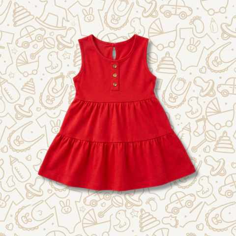 Vestido de algodón- Rojo