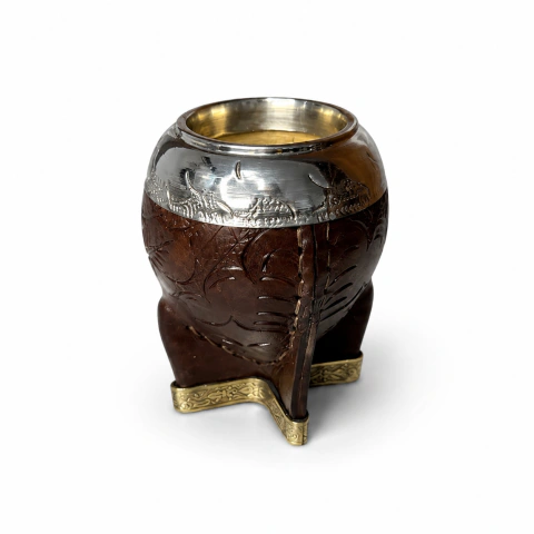 Mate Torpedo Cincelado con Cuero Repujado