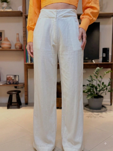 Calça de linho branca Indiah