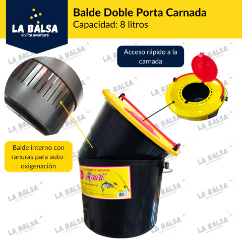 Balde Doble Mauri Porta Carnada 8 Litros