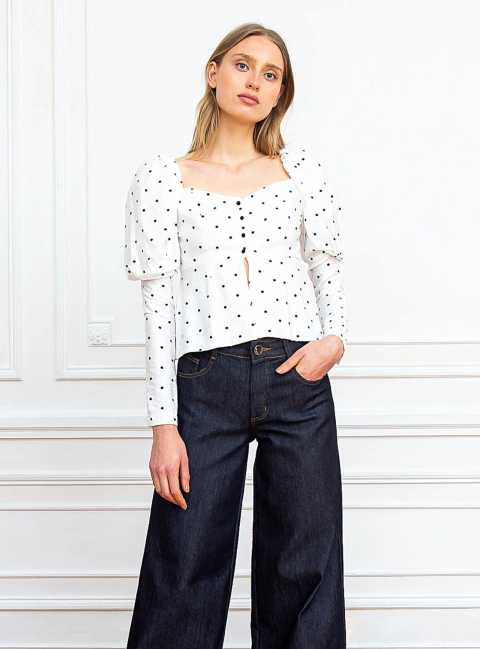 Blusa Manga Longa Poa