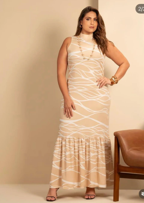 Vestido Lais Bege e Off