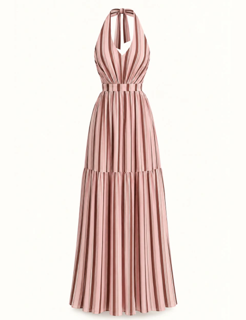 Vestido Listras Firenze Rosé