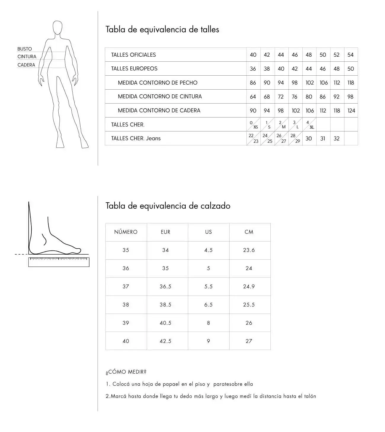 Guía de tallas