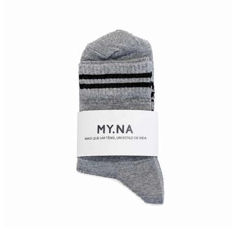 Meia MYNA Lurex Prata | Cano Médio