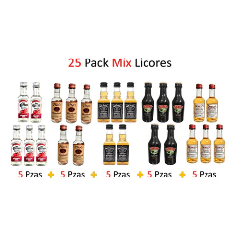 Pack 25- Baileys, Jack Daniels , Jose Cuervo, Titos, Dewars