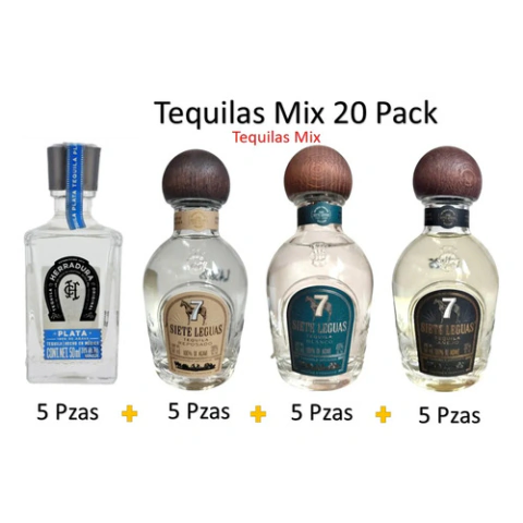 Pack 20 Mini 50ml- Tequila Herradura Plata,7 Leguas Trilogía