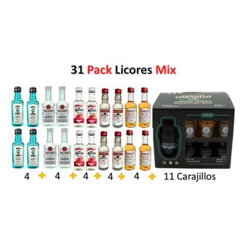 Pack 31- Carajillos, Bombay, Jose Cuervo, Bacardi, Smirnoff