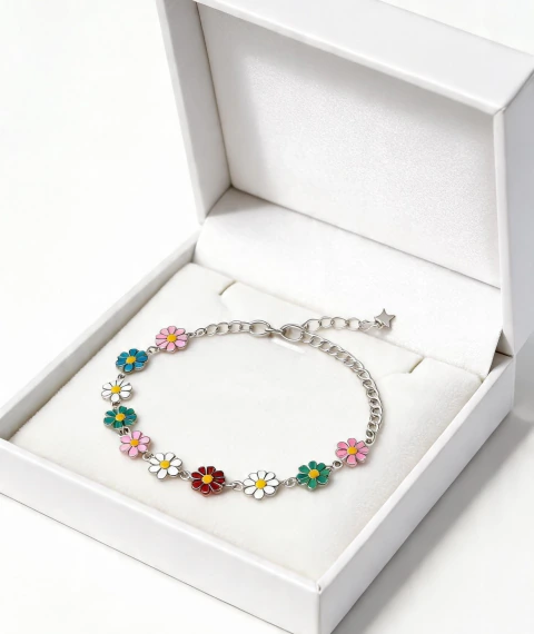 Pulseira Feminino Flores Margaridas e Girassol e Estrela Coloridas