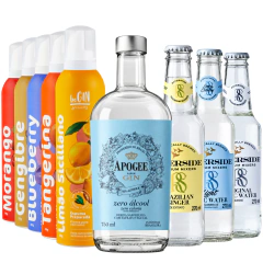 Monte seu Drink: Gin sem Álcool Apogee + Água Tônica Riverside (4 un.) + Espuma