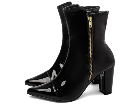 Bota Feminina Cano Curto Verniz Preto Salto 9,5 cm Tamanhos 40 ao 44 Ref. 903
