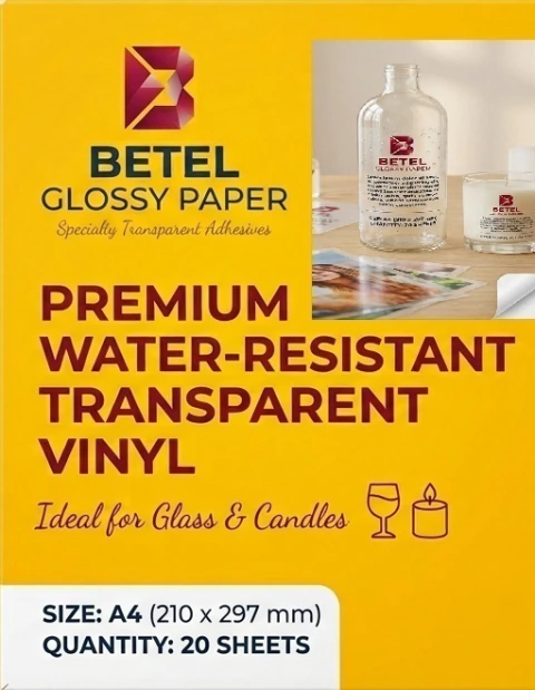 Papel vinilo transparente Velas Vidrio Resistente al agua x 20 unds