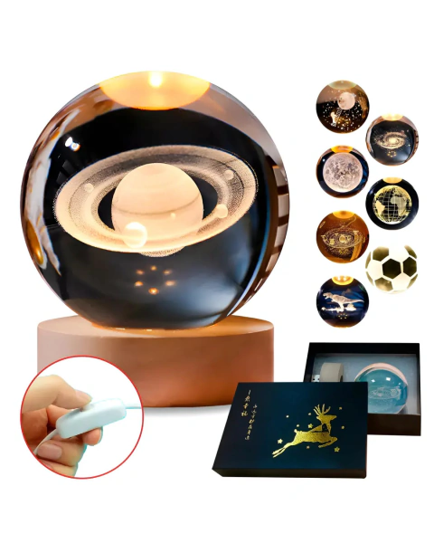 Esfera Mágica 8 cm — Cristal 3D LED con Estuche