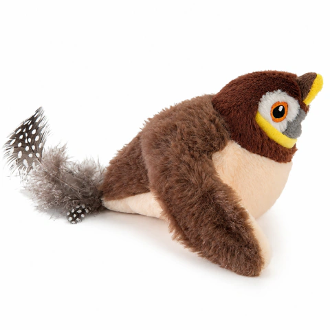 Juguete Para Gato Pajaro Gorrion Aletea Y Canta Con Catnip