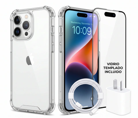 COMBO FUNDA TRANSPARENTE + VIDRIO + CARGADOR + CABLE !