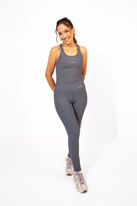 Legging Vivace com 3 bolsos - Cinza médio