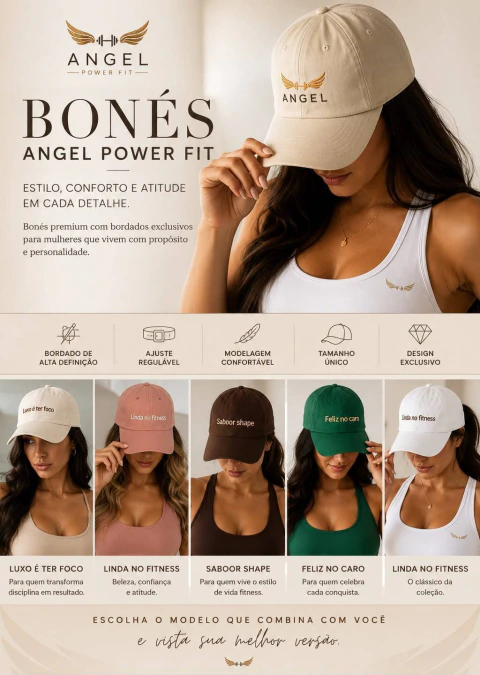 Boné frase personalizado Angel Power Fit