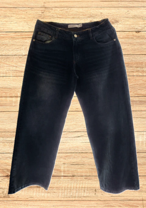Wide leg rigido azul matizado