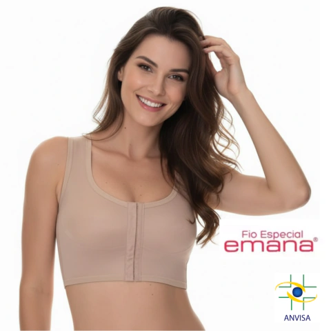 Sutiã Cirúrgico Alça Regata Mamoplastia Malha Emana New Form