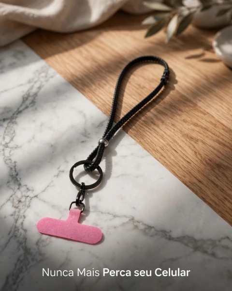 Cordão para Celular em Couro e Paracord com Patch Universal - Segurança e Estilo
