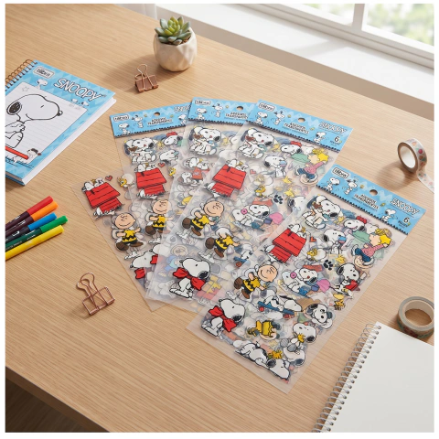 Adesivo Decorado Transparente Snoopy 6 Folhas TILIBRA