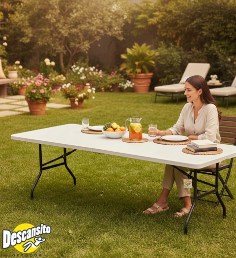 Mesa jardín plegable 1,8m