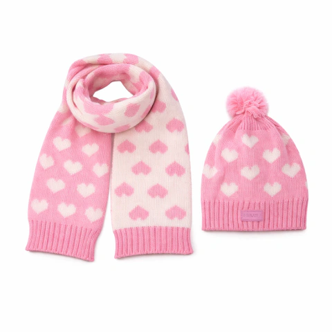 SET GORRO Y BUFANDA CORAZONES